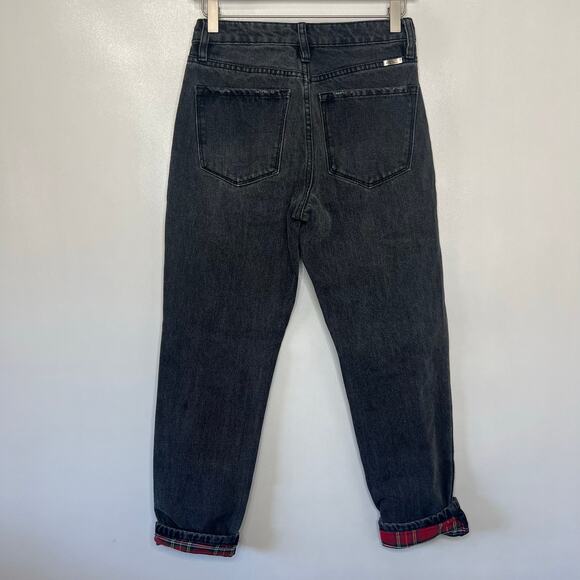 KanCan Women's 1/24 Black Denim High Rise Patchwork Distressed Boyfriend Jeans - Picture 12 of 12